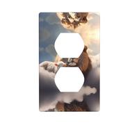 GGNKDL Lamb with A Lion On The Clouds printing Dual socket wall panel household power cover durable for decorative sockets and switches