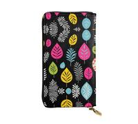 GGNKDL Leaf print printing Women's leather long handheld wallet large capacity credit card zipper bag