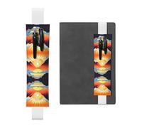 GGNKDL Leather Pen Holder Bookmark Bright sunrise Pattern for Hardcover Journals, Diaries, Planners - Adjustable Strap Band Pouch