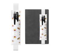 GGNKDL Leather Pen Holder Bookmark Busy bees collecting honey Pattern for Hardcover Journals, Diaries, Planners - Adjustable Strap Band Pouch