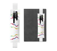 GGNKDL Leather Pen Holder Bookmark Colorful scarfs fluttering in the wind Pattern for Hardcover Journals, Diaries, Planners - Adjustable Strap Band Pouch