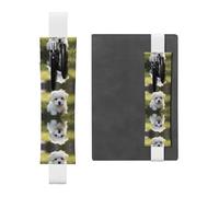 GGNKDL Leather Pen Holder Bookmark Cute Maltese Puppy Pattern for Hardcover Journals, Diaries, Planners - Adjustable Strap Band Pouch