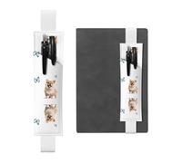 GGNKDL Leather Pen Holder Bookmark Fat dog and little butterfly Pattern for Hardcover Journals, Diaries, Planners - Adjustable Strap Band Pouch