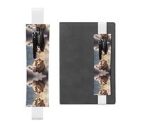 GGNKDL Leather Pen Holder Bookmark Lamb with A Lion On The Clouds Pattern for Hardcover Journals, Diaries, Planners - Adjustable Strap Band Pouch