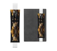 GGNKDL Leather Pen Holder Bookmark Leopard in a leather jacket Pattern for Hardcover Journals, Diaries, Planners - Adjustable Strap Band Pouch