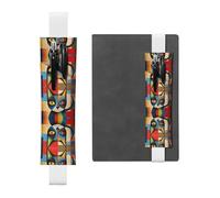 GGNKDL Leather Pen Holder Bookmark Modern Art Cat Pattern for Hardcover Journals, Diaries, Planners - Adjustable Strap Band Pouch