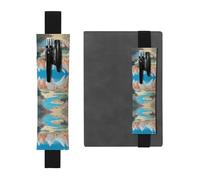 GGNKDL Leather Pen Holder Bookmark oasis in the desert Pattern for Hardcover Journals, Diaries, Planners - Adjustable Strap Band Pouch
