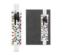 GGNKDL Leather Pen Holder Bookmark Origami Thousand Paper Crane Pattern for Hardcover Journals, Diaries, Planners - Adjustable Strap Band Pouch