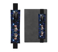 GGNKDL Leather Pen Holder Bookmark Puppy Blue Rose Pattern for Hardcover Journals, Diaries, Planners - Adjustable Strap Band Pouch