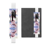 GGNKDL Leather Pen Holder Bookmark Smiling snowman Pattern for Hardcover Journals, Diaries, Planners - Adjustable Strap Band Pouch