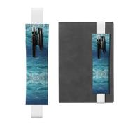 GGNKDL Leather Pen Holder Bookmark The deep blue sea Pattern for Hardcover Journals, Diaries, Planners - Adjustable Strap Band Pouch
