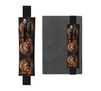 GGNKDL Leather Pen Holder Bookmark The Lion's Gaze Pattern for Hardcover Journals, Diaries, Planners - Adjustable Strap Band Pouch