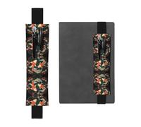 GGNKDL Leather Pen Holder Bookmark Two koi carps Pattern for Hardcover Journals, Diaries, Planners - Adjustable Strap Band Pouch