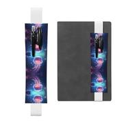 GGNKDL Leather Pen Holder Bookmark Wandering Jellyfish Pattern for Hardcover Journals, Diaries, Planners - Adjustable Strap Band Pouch