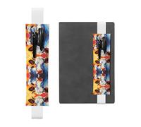 GGNKDL Leather Pen Holder Bookmark Watercolor painting of two cows Pattern for Hardcover Journals, Diaries, Planners - Adjustable Strap Band Pouch