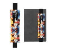 GGNKDL Leather Pen Holder Bookmark Watercolor painting of two cows Pattern for Hardcover Journals, Diaries, Planners - Adjustable Strap Band Pouch
