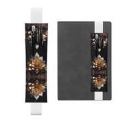 GGNKDL Leather Pen Holder Bookmark White delicate lotus flower Pattern for Hardcover Journals, Diaries, Planners - Adjustable Strap Band Pouch