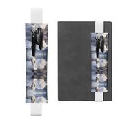 GGNKDL Leather Pen Holder Bookmark White swan playing in the water Pattern for Hardcover Journals, Diaries, Planners - Adjustable Strap Band Pouch
