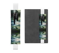 GGNKDL Leather Pen Holder Bookmark Wide rice fields Pattern for Hardcover Journals, Diaries, Planners - Adjustable Strap Band Pouch