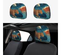 GGNKDL Leopard in The Waves Prints 2-Pack car headrest Cover dustproof car Accessory Protective Cover