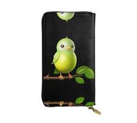 GGNKDL Lime Bird printing Women's leather long handheld wallet large capacity credit card zipper bag