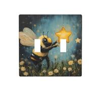 GGNKDL Little bee picking stars printing Switch cover decorative wall panel suitable for residential and commercial areas 4.5x4.5 In