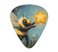 GGNKDL Little bee picking stars Prints Guitar plectrum 12 pieces with three thickness plectrum combinations suitable for bass and ukulele