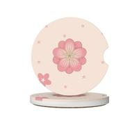 GGNKDL Little Cherry Blossoms Printing Car Coasters 2 Absorbent Ceramic Anti Slip Beverage Pads, car Decorations