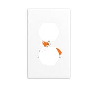 GGNKDL Little fox stealing eggs printing Dual socket wall panel household power cover durable for decorative sockets and switches
