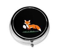 GGNKDL Little Fox Stealing Eggs Prints Round Mini Pill Box with 3 compartments for Pill Storage and Portable Travel