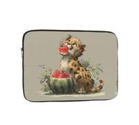 GGNKDL Little Leopard Eating Watermelon Pattern Shockproof Portable Laptop Sleeve Bag 17 inch for Men Women Business Travel, Office Daily Use
