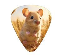 GGNKDL Little mouse in the wheat field Prints Guitar plectrum 12 pieces with three thickness plectrum combinations suitable for bass and ukulele