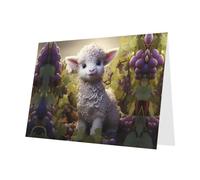 GGNKDL Little Sheep In The Vineyard Prints Greeting Card - High-End Pearlescent Paper With Dazzling Sparkling Effect