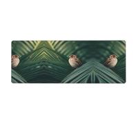 GGNKDL Little Sparrow on Palm Leaves Prints Gaming Mouse pad XXL Large Mouse Mat Long Extended Mouse Pad Desk Mat Non-Slip Rubber Mice Pads Stitched Edges Thin Pad 31.5 x 11.8 x 0.12 in