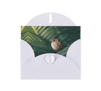 GGNKDL Little Sparrow On Palm Leaves Prints Greeting Card - High-End Pearlescent Paper With Dazzling Sparkling Effect