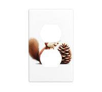 GGNKDL Little squirrel stealing pine cones printing Dual socket wall panel household power cover durable for decorative sockets and switches