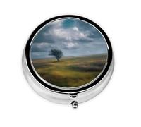 GGNKDL Little Tree on The Prairie Prints Round Mini Pill Box with 3 compartments for Pill Storage and Portable Travel