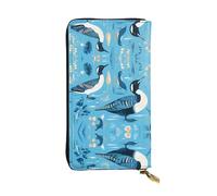 GGNKDL loon birds printing Women's leather long handheld wallet large capacity credit card zipper bag