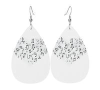 GGNKDL Love made of musical notes Prints Water droplet pendant earrings and leather earrings, suitable as holiday birthday gifts for women