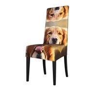 GGNKDL Lovely Golden Retriever Dog Prints Restaurant Chair Covers are Detachable, Super Elastic, and Washable, Suitable for Kitchens