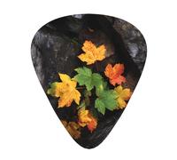 GGNKDL Maple leaves under rocks Prints Guitar plectrum 12 pieces with three thickness plectrum combinations suitable for bass and ukulele