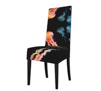 GGNKDL Marine Life Jellyfish Prints Restaurant Chair Covers are Detachable, Super Elastic, and Washable, Suitable for Kitchens
