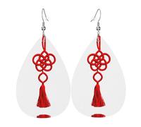 GGNKDL May all your wishes come true Prints Water droplet pendant earrings and leather earrings, suitable as holiday birthday gifts for women