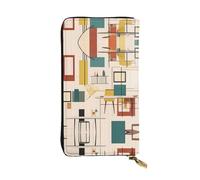 GGNKDL Mid Century Modern printing Women's leather long handheld wallet large capacity credit card zipper bag