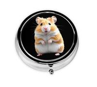 GGNKDL Mini Hamster Prints Round Mini Pill Box with 3 compartments for Pill Storage and Portable Travel