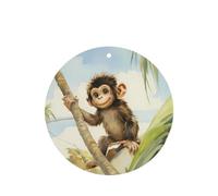 GGNKDL Monkey on the coconut tree prints 6-piece Round Shape car air freshener with hanging type car accessories