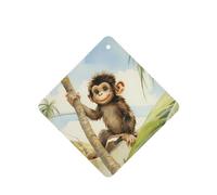 GGNKDL Monkey on the coconut tree prints 6-piece Square car air freshener with hanging type car accessories