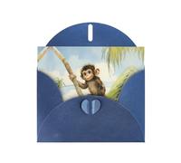GGNKDL Monkey On The Coconut Tree Prints Greeting Card - High-End Pearlescent Paper With Dazzling Sparkling Effect