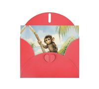 GGNKDL Monkey On The Coconut Tree Prints Greeting Card - High-End Pearlescent Paper With Dazzling Sparkling Effect