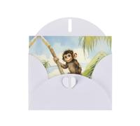 GGNKDL Monkey On The Coconut Tree Prints Greeting Card - High-End Pearlescent Paper With Dazzling Sparkling Effect